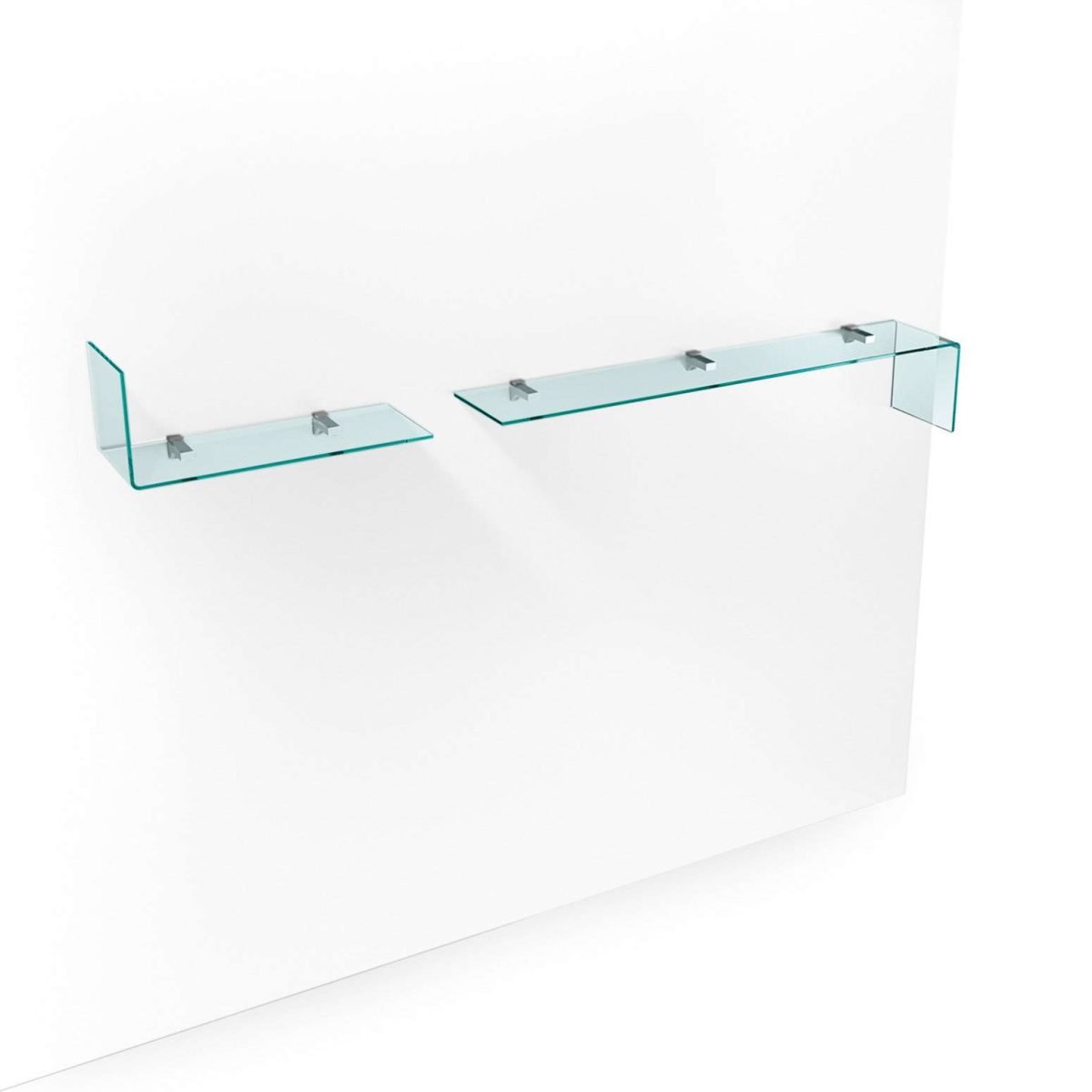 Rialto L mensole | Étagères design FIAM Italia en verre cintré 10 mm avec supports en métal chromé, disponibles chez D-Style Interior