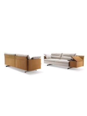 Canapé design haut de gamme GranTorino par Poltrona Frau, structure métal avec coussins plumes anatomiques, disponible chez D-Style Interior