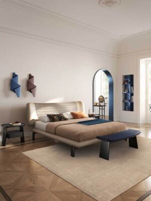 DUO Lit design haut de gamme par Poltrona Frau en cuir Pelle Frau® et bois massif, design italien disponible chez D-Style Interior