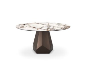 Zermatt Keramik table design haut de gamme par Cattelan Italia avec base géométrique en acier et plateau en céramique Marmi. Disponible chez D-Style Interior.