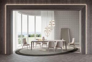 Barberini miroir design haut de gamme par Vittoria Frigerio, avec cadre en cuir ou frêne et verre bronze chanfreiné. Disponible chez D-Style Interior.
