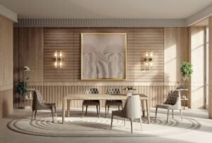 Poggi Capitonné chaise design haut de gamme par Vittoria Frigerio avec dossier capitonné et pieds en bois massif. Disponible chez D-Style Interior.