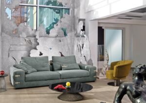 Luna fauteuil en cuir au design contemporain, inspiré des courbes lunaires, avec dossier ergonomique et détail métallique raffiné. Disponible chez D-Style Interior.